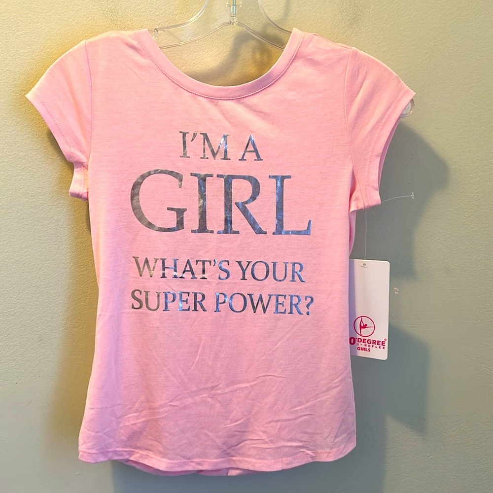 90 Degree By Reflex Pink Tee with Silver Text